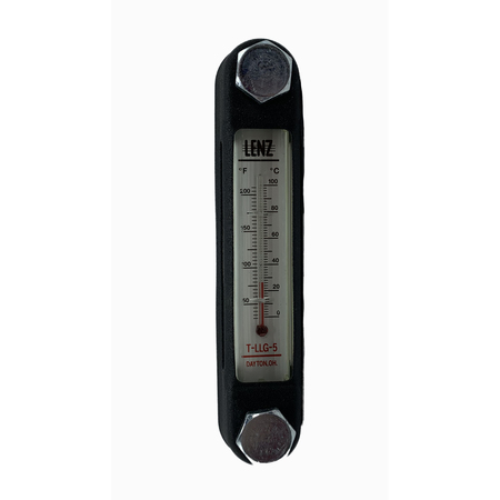 LENZ Fluid Level Gauge With Thermometer 6.1" Overall Length, 5" Bolt 221199